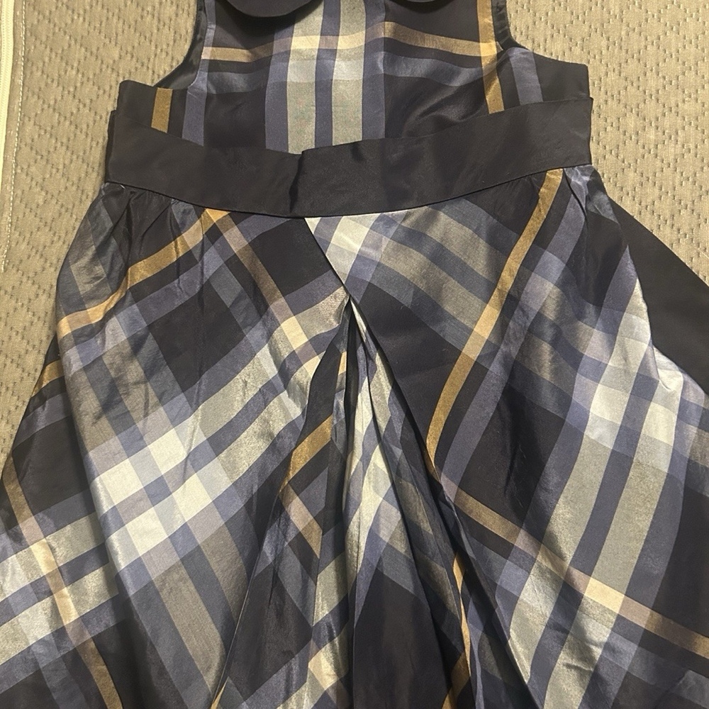 Janie and Jack Plaid satin Blend Dress 18-24M Navy Party Holiday Dress